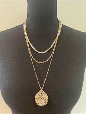 5/$25 Make a WishLayered Necklace w/ Pearl Accent & Semi-Precious Stone Pendant